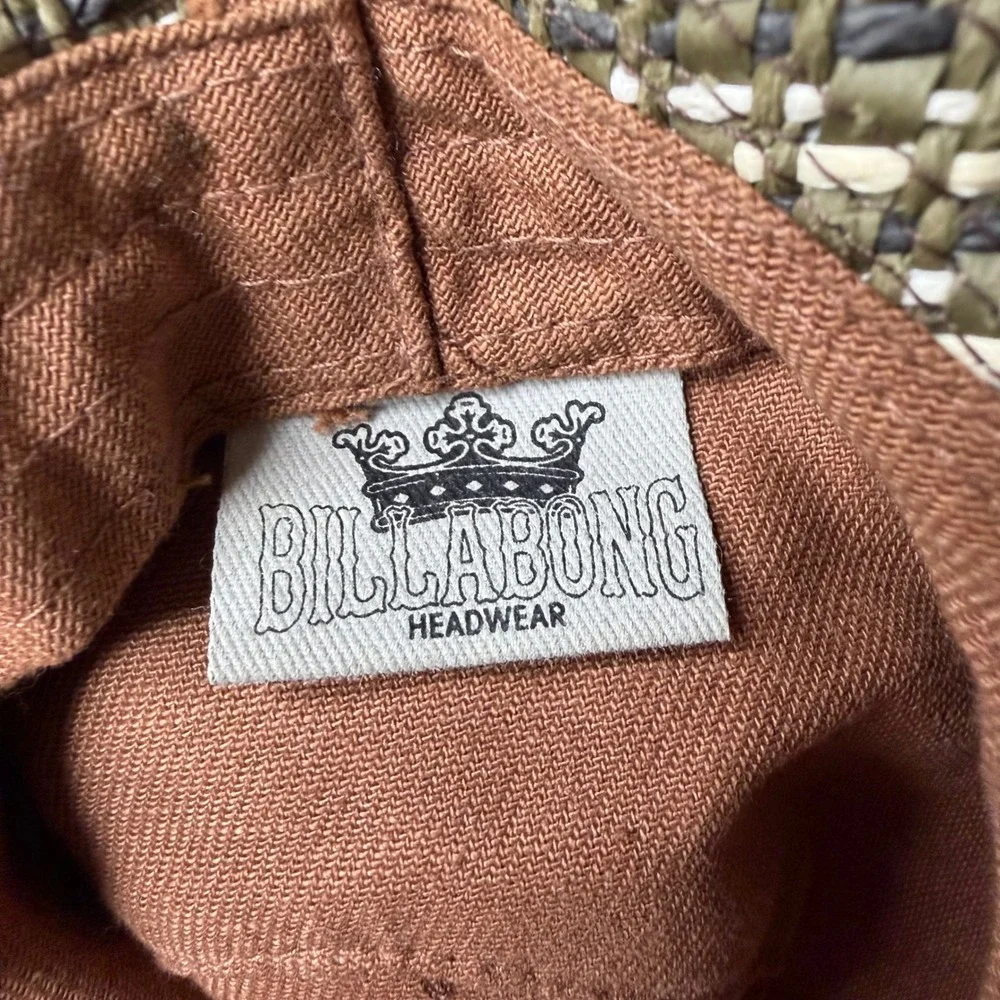 Billabong Fedora Hat Mens Brown‎ Woven Paper Straw Plaid Surf Boho Y2K Size L/XL
